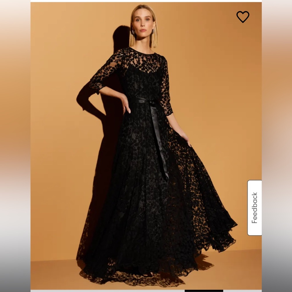Teri Jon  by Rickie Freeman Black Lace Gown